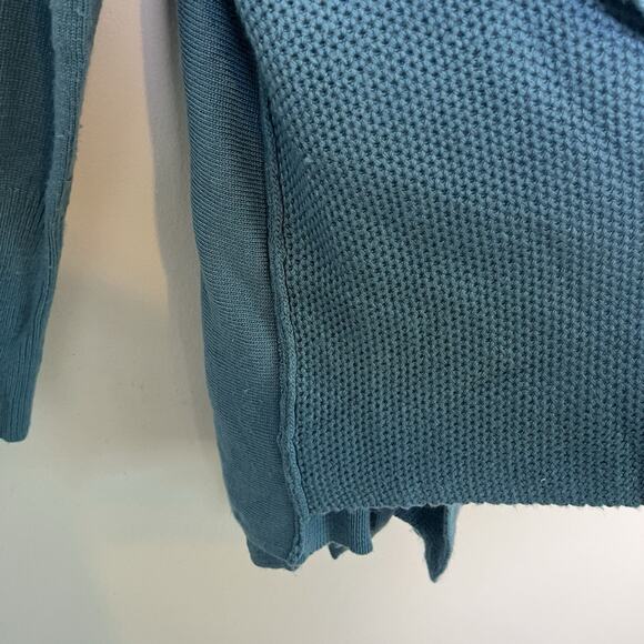 Soft Surroundings Women Waterfall Open Front Cardigan Ruffle Teal Sz L Wool Blen - Picture 9 of 16